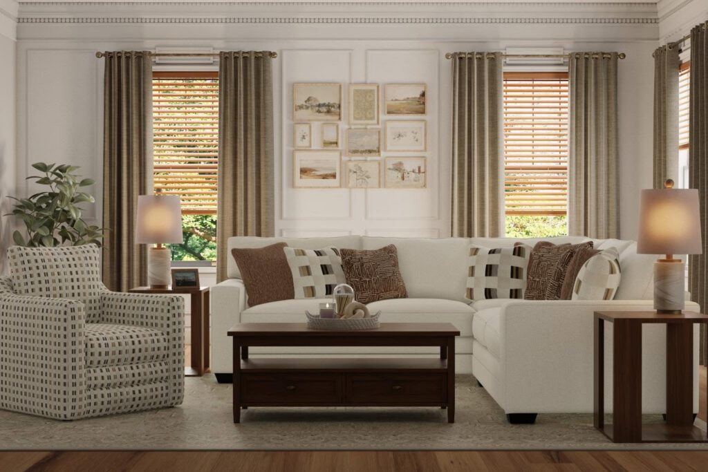 A living room furnished with pieces built in Corinth, Mississippi